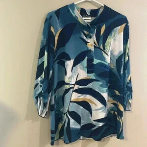 [S/P]L’Atelier Leaves pattern  Print LS Pull over Blouse